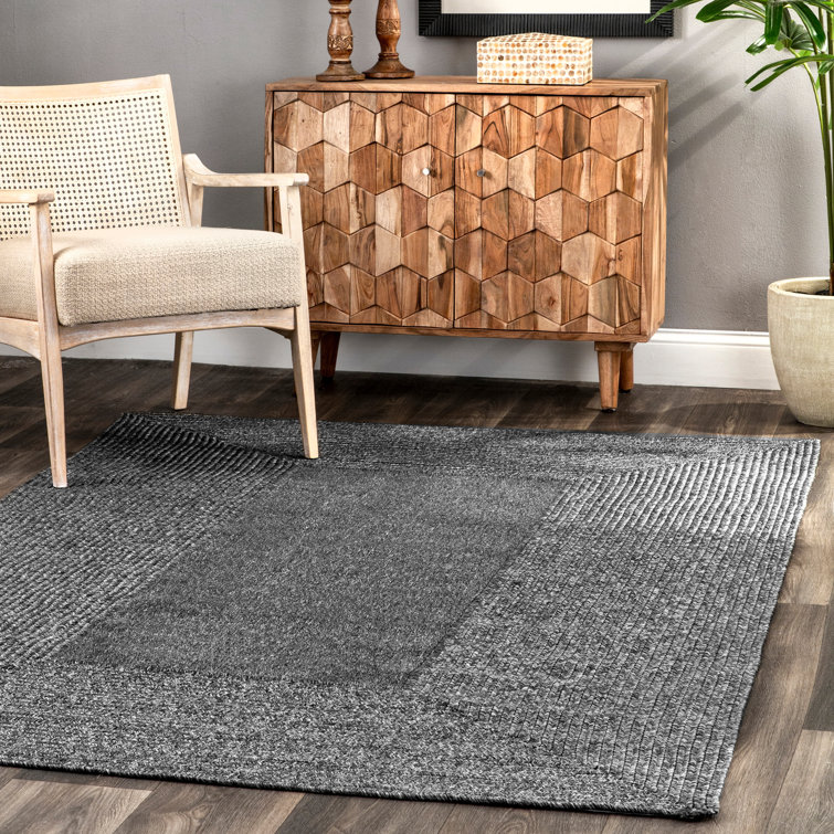 Gracie Oaks Siegel Handmade Braided Charcoal Indoor / Outdoor Area Rug